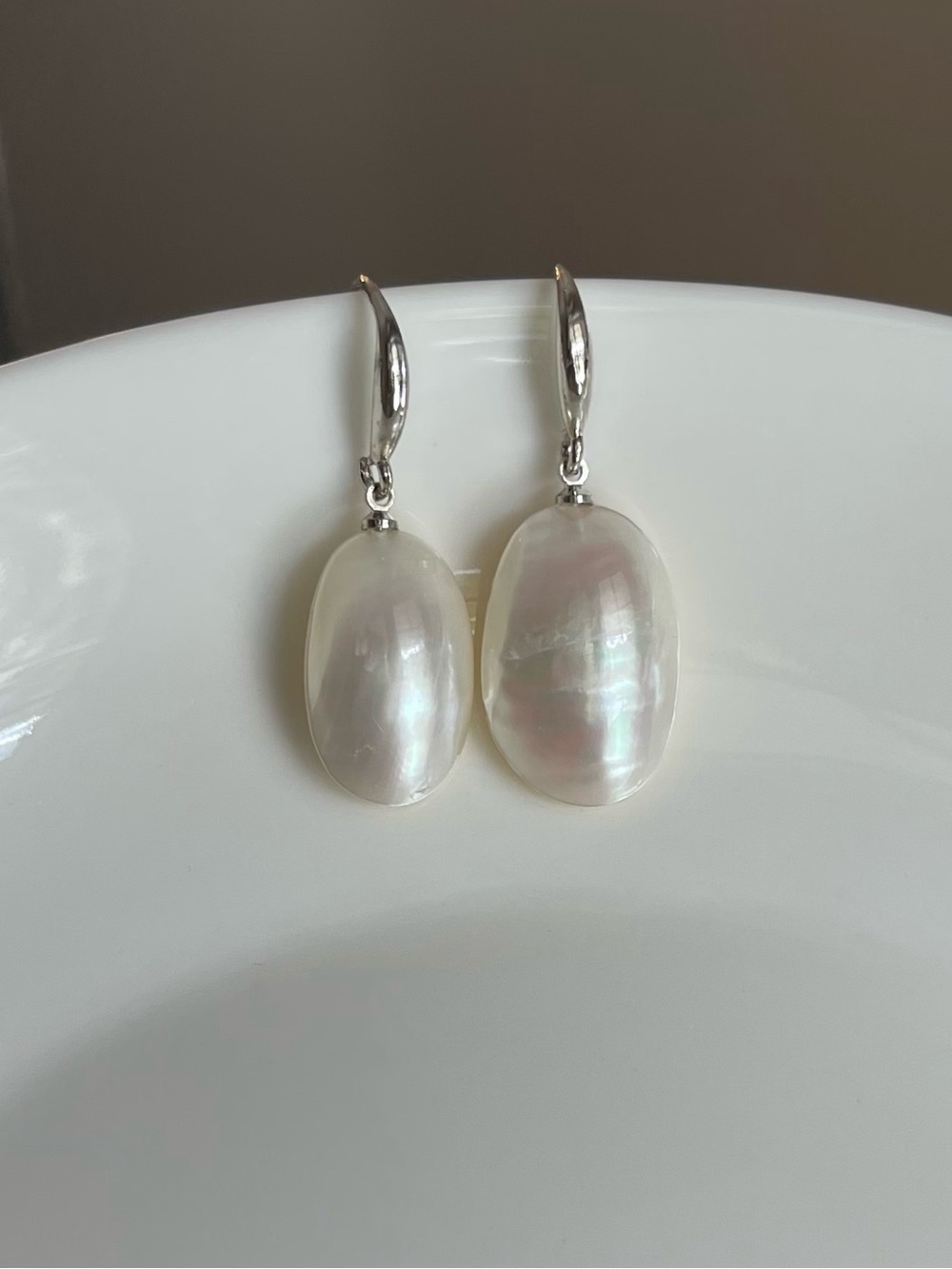 Mother of Pearl Drop Earrings - White